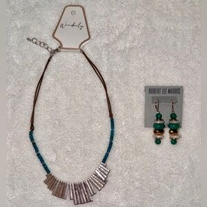 NWY Wonderly Teal and Silver Necklace Set w/Robert Lee Morris Earrings